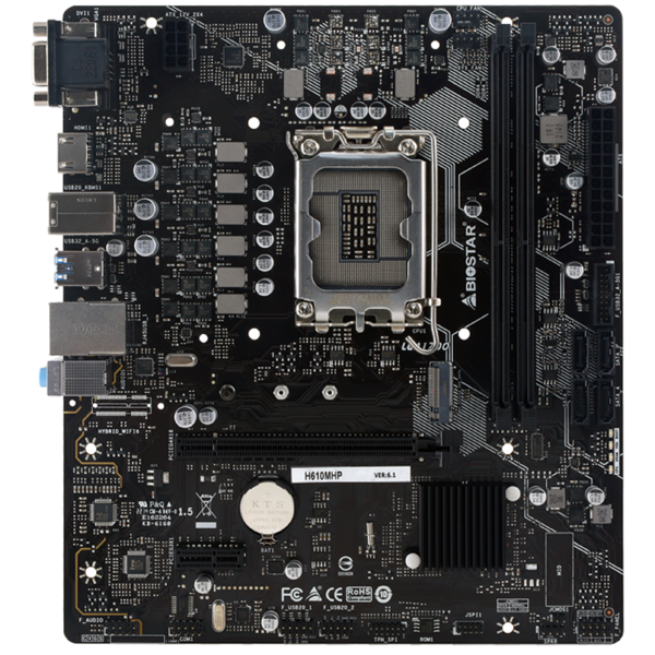 Biostar H610MHP, LGA 1700, DDR4, DIMM, 64GB