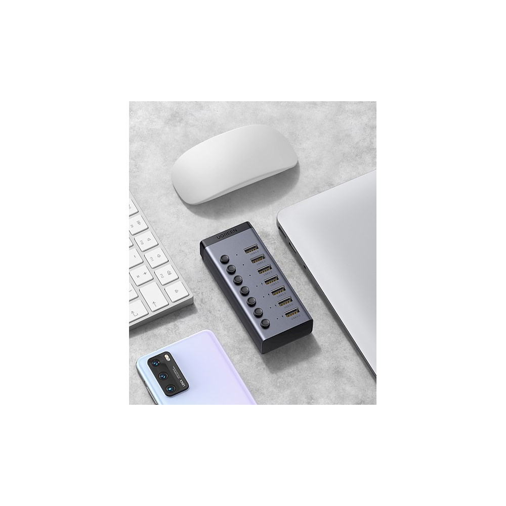 UGREEN CM481 (90307)  USB 3.0 Hub With 7 Ports USB-A 12V 2A, Gray