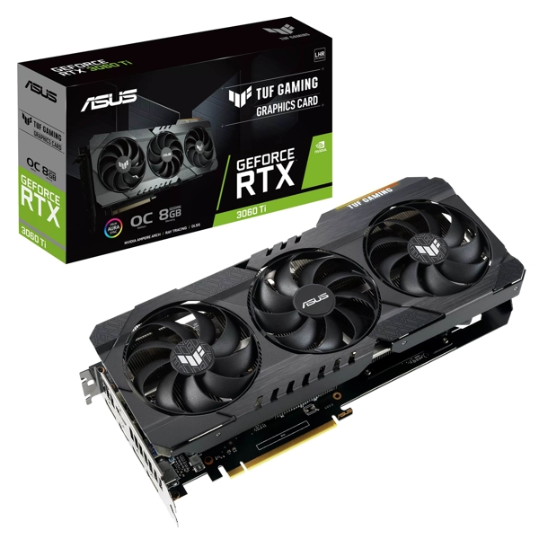 ვიდეო დაფა Asus 90YV0G1A-M0NA00, Gaming Geforce RTX3060 Ti OC V2 LHR, 8GB, 256bit, HDMI, DP, Black