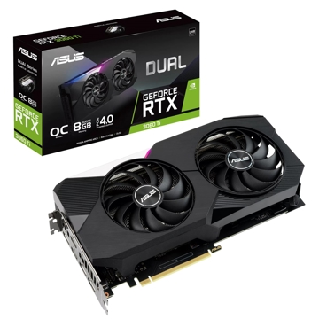 ვიდეო  დაფა Asus 90YV0G1J-M0NA00, Gaming Geforce RTX3060 Ti Dual OC LHR, 8GB, 256bit, HDMI, DP, Black