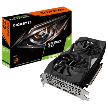 ვიდეო დაფა Gigabyte GV-N166SD6-6GD, GeForce GTX1660 Super D6, 6GB, 192bit, HDMI, DP, Black