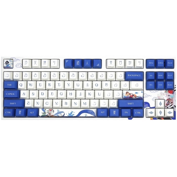 კლავიატურა Varmilo VEA87 Lovebirds-I, Cherry Mx Silent Red, Wired, USB, Gaming Keyboard, White/Blue