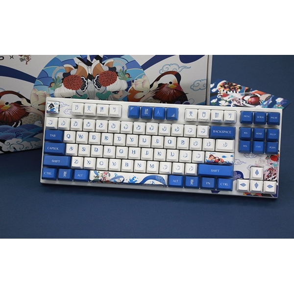 კლავიატურა Varmilo VEA87 Lovebirds-I, Cherry Mx Silent Red, Wired, USB, Gaming Keyboard, White/Blue