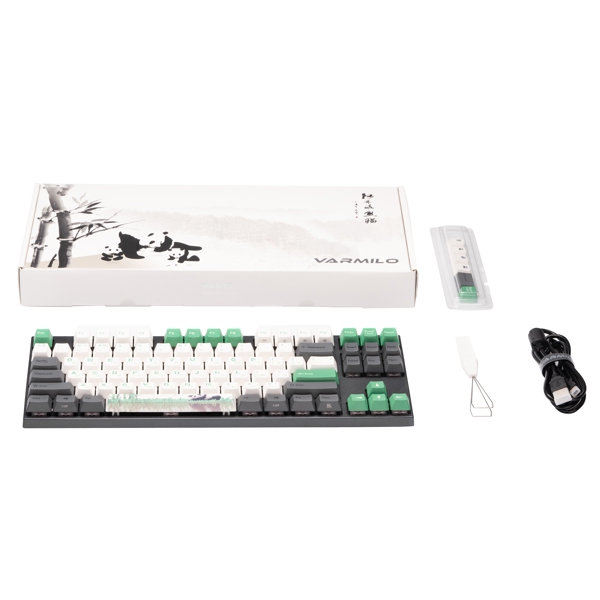 Varmilo VEA87 Panda R2, Cherry Mx Red, Wired, USB, Gaming Keyboard, Gray/green