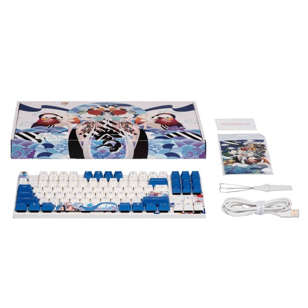 Varmilo VEA87 Lovebirds-I, Cherry Mx Brown, Wired, USB, Gaming Keyboard, White/Blue