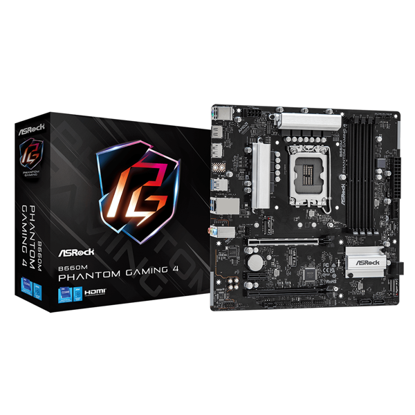 დედა დაფა ASRock B660M_PHANTOM_GAMING_4, LGA 1700, DDR4, DIMM, 128GB