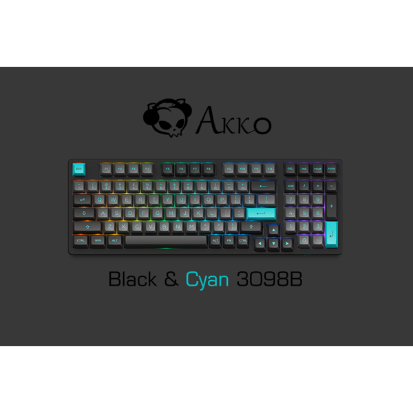 კლავიატურა Akko 3098B Black&Cyan, CS Silver, Wireless, RGB, Bluetooth, USB Type C, Keyboard, Black