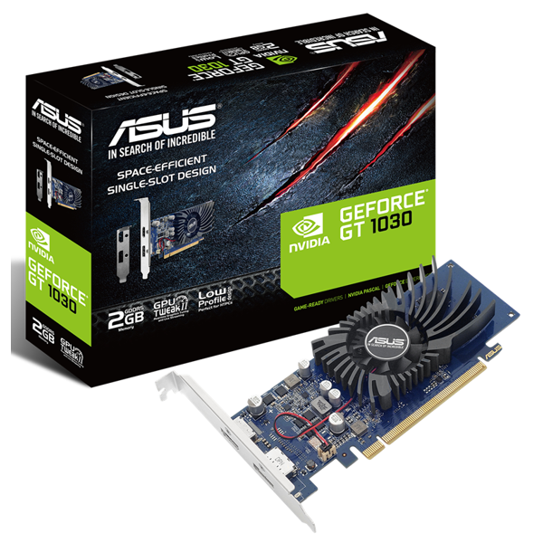 ვიდეო დაფა Asus 90YV0AT2-M0NA00, GeForce GT1030, 2GB, 64bit, HDMI, DP, Blue