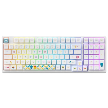 Akko 3098B Doraemon Rainbow, CS Jelly Pink, Wireless, RGB, Bluetooth, USB Type C, Keyboard, White