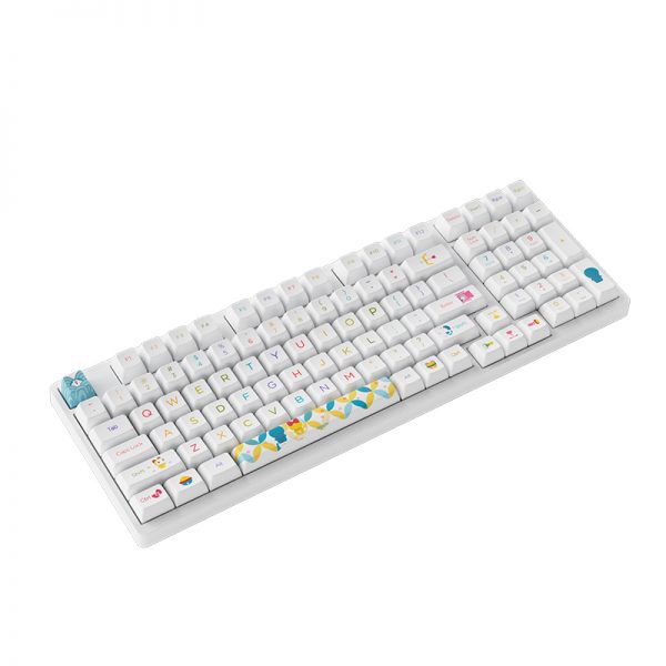 კლავიატურა Akko 3098B Doraemon Rainbow, CS Jelly Pink, Wireless, RGB, Bluetooth, USB Type C, Keyboard, White