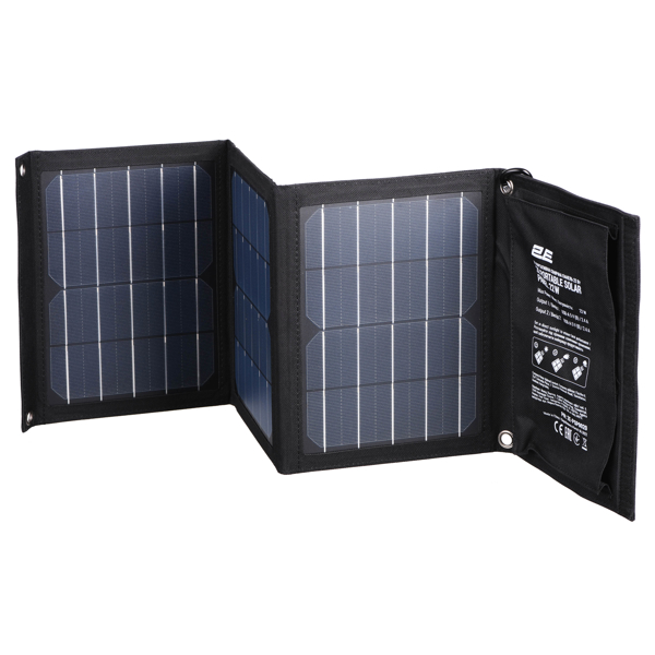 პორტატული დამტენი მზის ენერგიით 2E PSP0020, 22W, USB-A, Solar Power Bank, Black