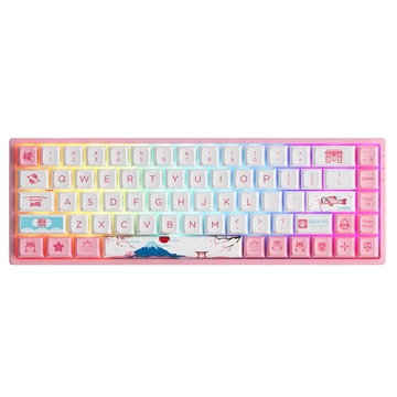 კლავიატურა Akko 3068B PlusTokyo R2, CS Jelly Purple, Wireless, RGB, Bluetooth, USB Type C, Keyboard, Pink/White