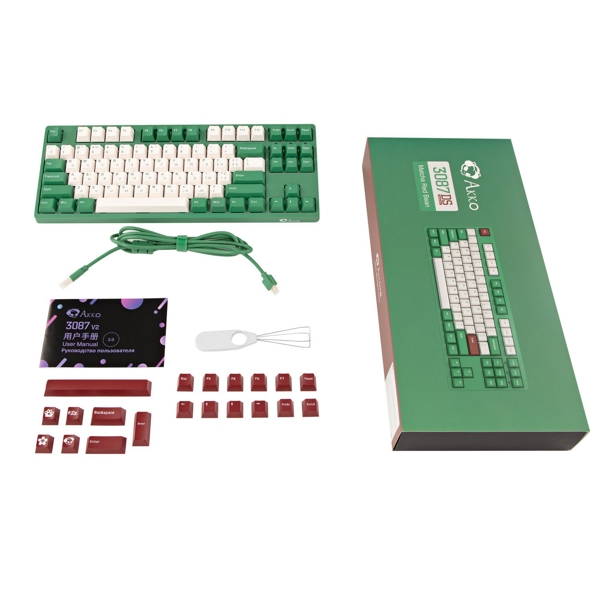 Akko 3087 Matcha Red Bean, Cherry MX Silent Red, Wired, USB, Gaming Keyboard, Green/White