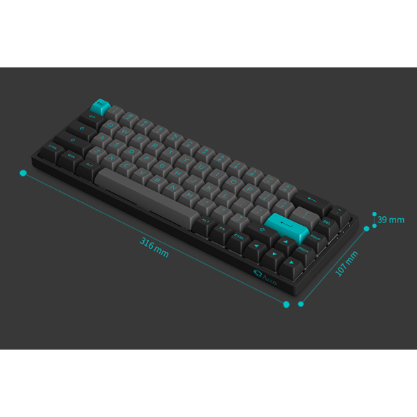 კლავიატურა Akko 3068B Plus Black&Cyan, CS Jelly Pink, Wireless, RGB, Bluetooth, USB Type C, Keyboard, Black