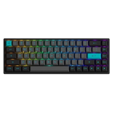 კლავიატურა Akko 3068B Plus Black&Cyan, CS Jelly Purple, Wireless, RGB, Bluetooth, USB Type C, Keyboard, Black