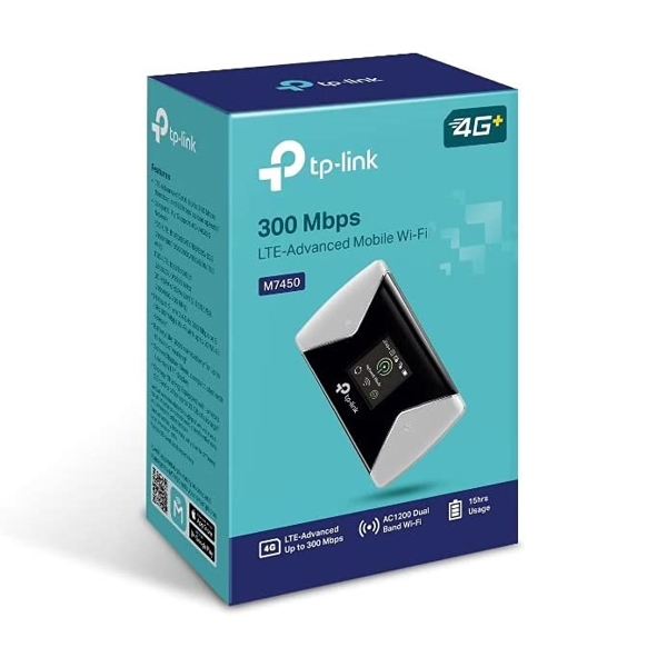 4G როუტერი TP-Link M7450, 300 Mbps, LTE-Advanced Mobile Wi-Fi, Black/Grey