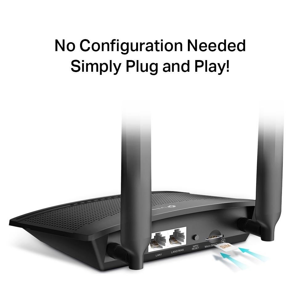 4G როუტერი TP-Link TL-MR100, 300 Mbps, LTE Router, Black