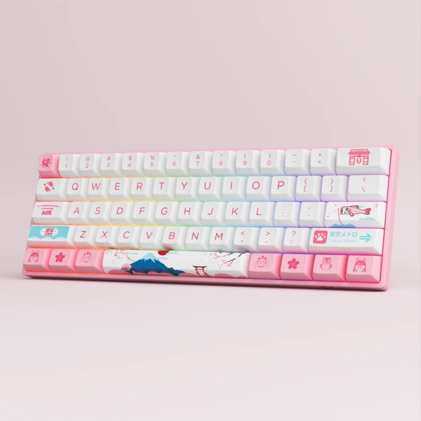 კლავიატურა Akko 3061S Tokyo R2, CS Jelly Purple, Wired, RGB, USB Type-C, Keyboard, Pink/White