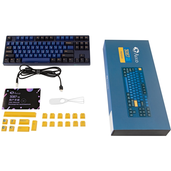 Akko 3087 V2 DS Horizon, Cherry MX Red, Wired, USB, Gaming Keyboard, Blue