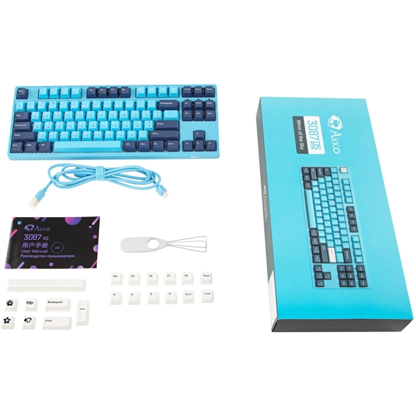 კლავიატურა Akko 3087 V2 Mirror of Sky, CS Radiant Red, Wired, USB, Gaming Keyboard, Blue