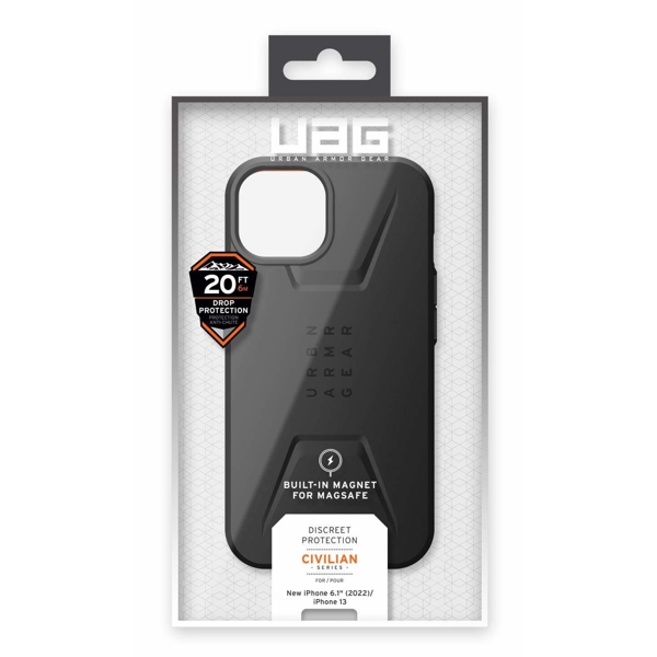 მობილურის ქეისი UAG 114036114040 Civilian, iPhone 14, Cover, Black