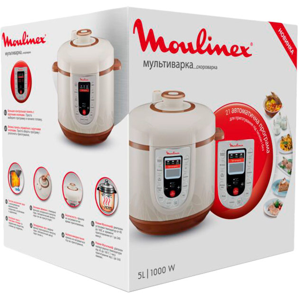 მულტსახარში Moulinex CE501134, 1000W, 5L, Electric Glass Steamer, White