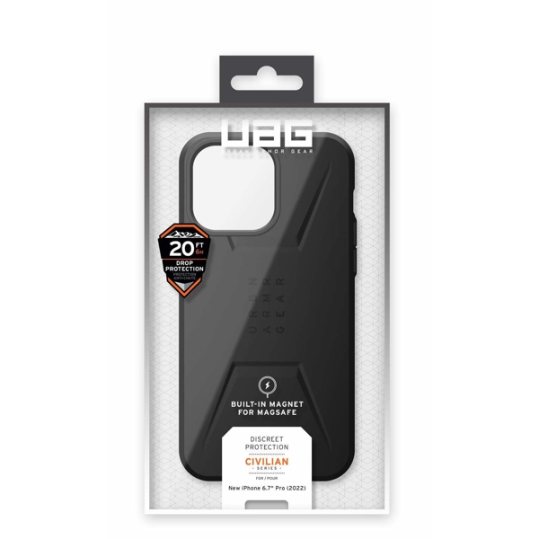 მობილურის ქეისი UAG 114039114040 Civilian, iPhone 14 Pro Max, Cover, Black