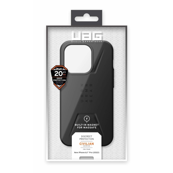 მობილურის ქეისი UAG 114038114040 Civilian, iPhone 14 Pro, Cover, Black