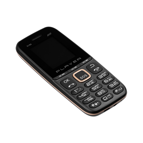 მობილური ტელეფონი 2E S180 2021, 32MB, Dual Sim, Black/Gold