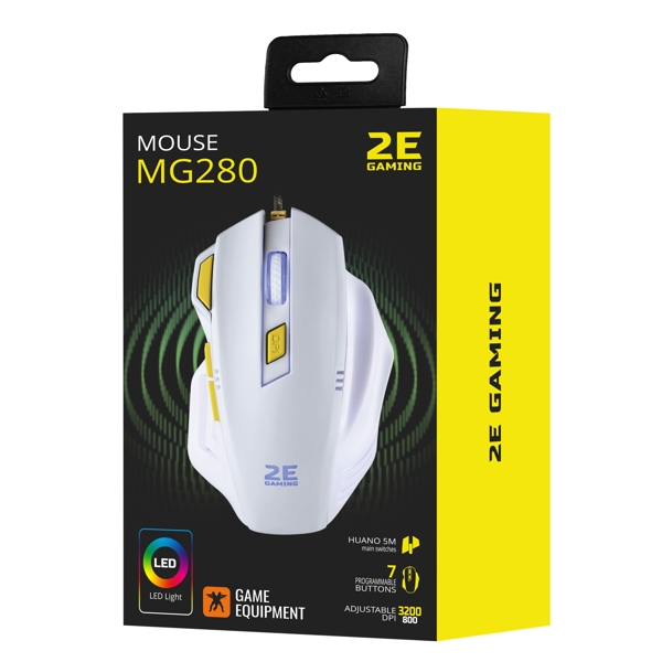 მაუსი 2E 2E-MG280UWT MG280, Wired, USB, Gaming Mouse, White