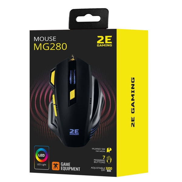 მაუსი 2E 2E-MG280UB MG280, Wired, USB, Gaming Mouse, Black