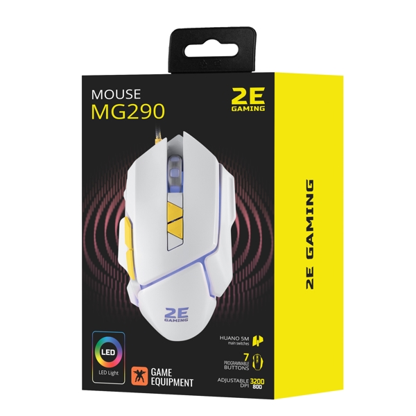 მაუსი 2E 2E-MG290UWT MG290, Wired, USB, Gaming Mouse, White