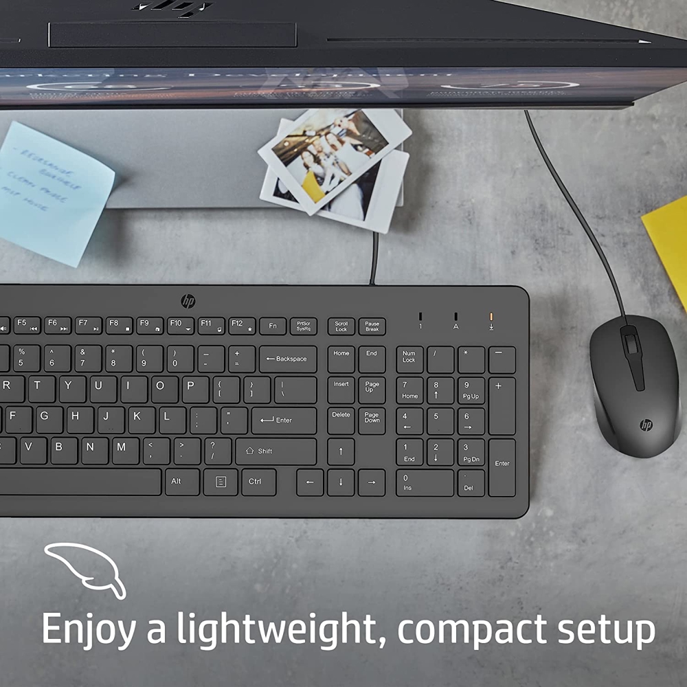 კლავიატურა+მაუსი HP 240J7AA 150, Wired, USB, Keyboard And Mouse, Black