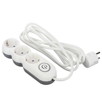 დენის გამანაწილებელი 2E 2E-U03VES3M, 3 Socket, 3m, White