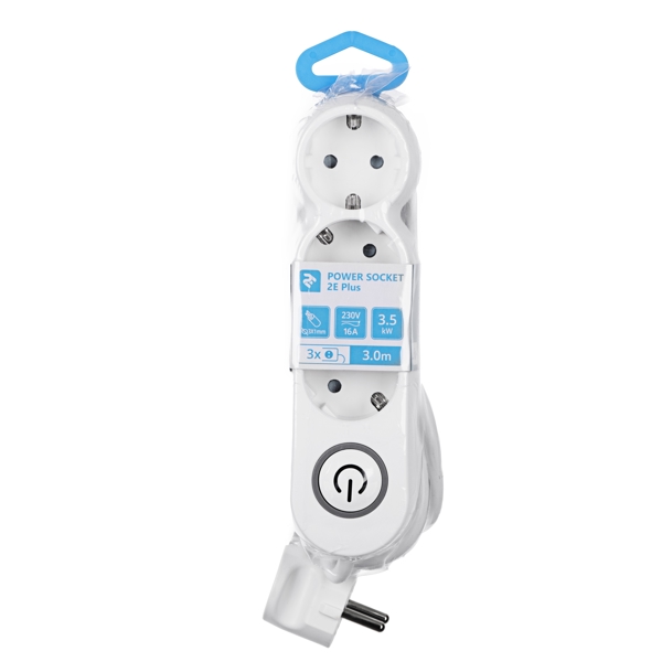 დენის გამანაწილებელი 2E 2E-U03VES3M, 3 Socket, 3m, White