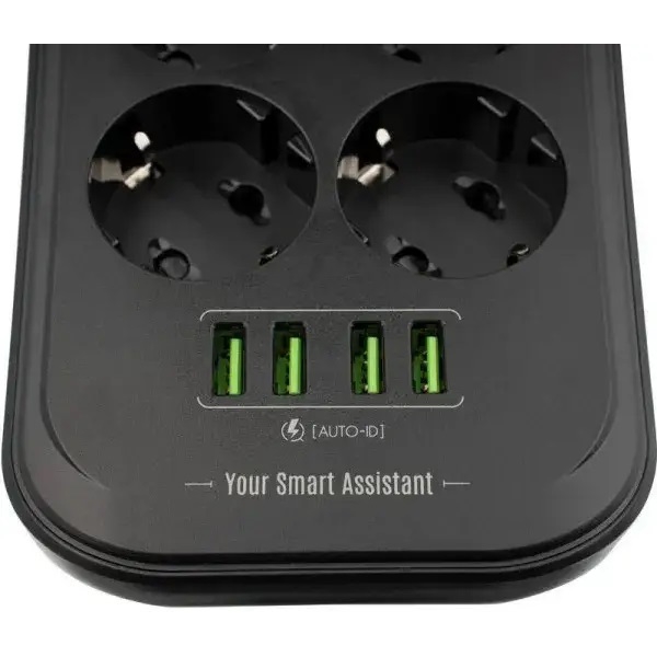 Gelius GP-PS-002, 6 Socket, 4 USB Port, 2m, Black