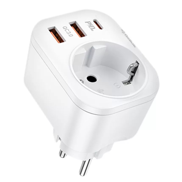 დამტენი Gelius GP-HC050, 18W Charger, Type-C, Type-A, White