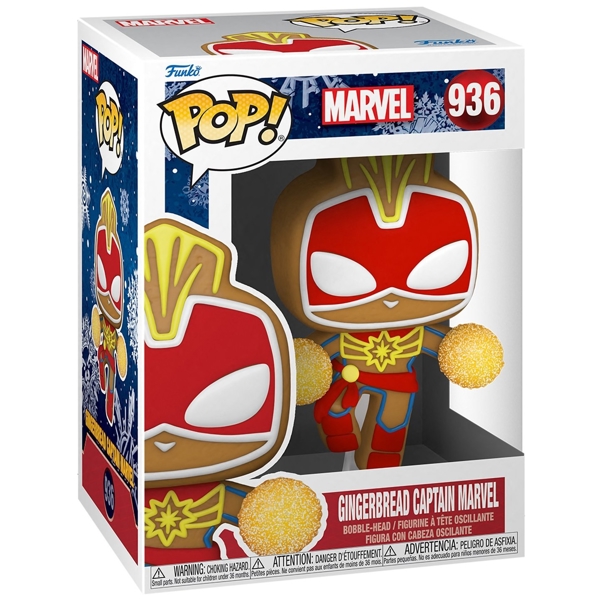 Funko POP FUN25491632 Bobble Marvel Holiday Gingerbread Captain Marvel 50661