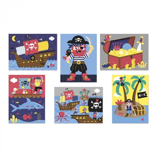 Janod J02984 Cubes made of pasteboard Pirates 