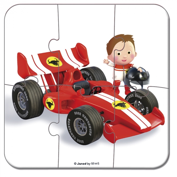 ასაწყობი ფაზლი Janod J02884 Set of 4 Puzzles Car Gabina Formula 1