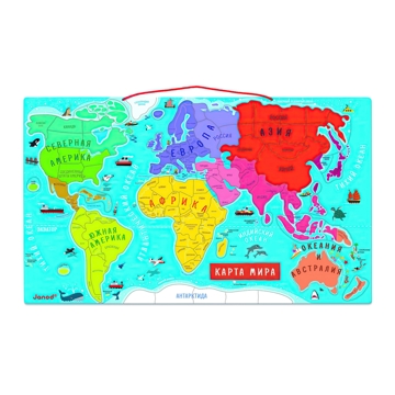 მაგნიტური მსოფლიო რუკა Janod J05483 Magnetic World Map Russian 