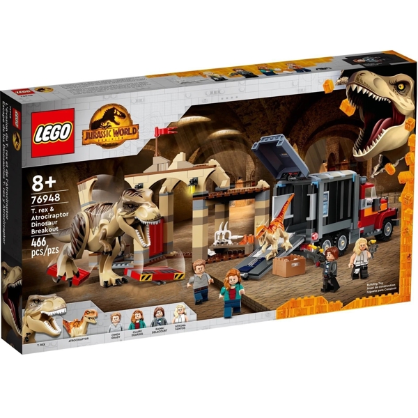 ასაწყობი კონსტრუქცია Lego 76948 Jurassic World T Rex & Atrociraptor Dinosaur Breakout