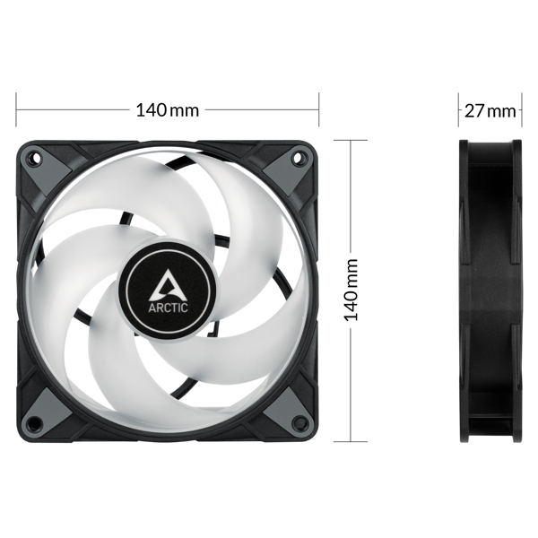 ქულერი Arctic ACFAN00258A, RGB, 140mm, 2000RPM, Cooler, 3in1, Black/Transparent