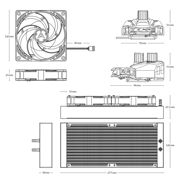 თხევადი გაგრილება Arctic ACFRE00046B, 120mm, 1800RPM, Liquid Cooling, Black