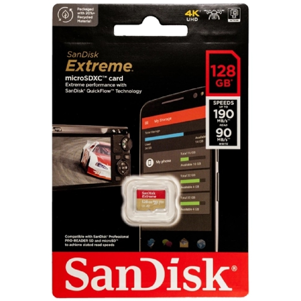 მეხსიერების ბარათი SanDisk SDSQXAA-128G-GN6MN, 128GB, mSDXC, C10, UHS-I, U3, Red/Gold