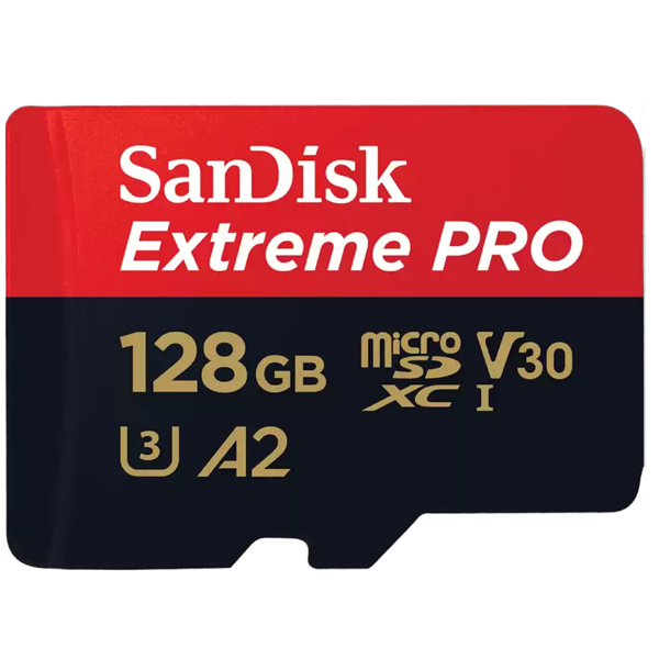 მეხსიერების ბარათი SanDisk SDSQXCD-128G-GN6MA, 128GB, MicroSDXC, C10, UHS-I, U3, Black/Red