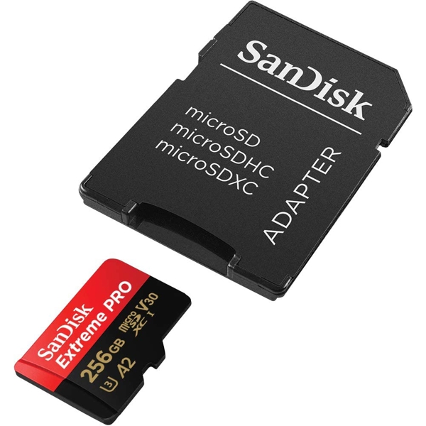 მეხსიერების ბარათი SanDisk SDSQXCD-256G-GN6MA Extreme Pro With Adapter, 256GB, Micro SDXC, UHS-I, Black