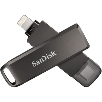 USB ფლეშ მეხსიერება SanDisk SDIX70N-064G-GN6NN, 64GB, USB Type-C + Lighting, Black