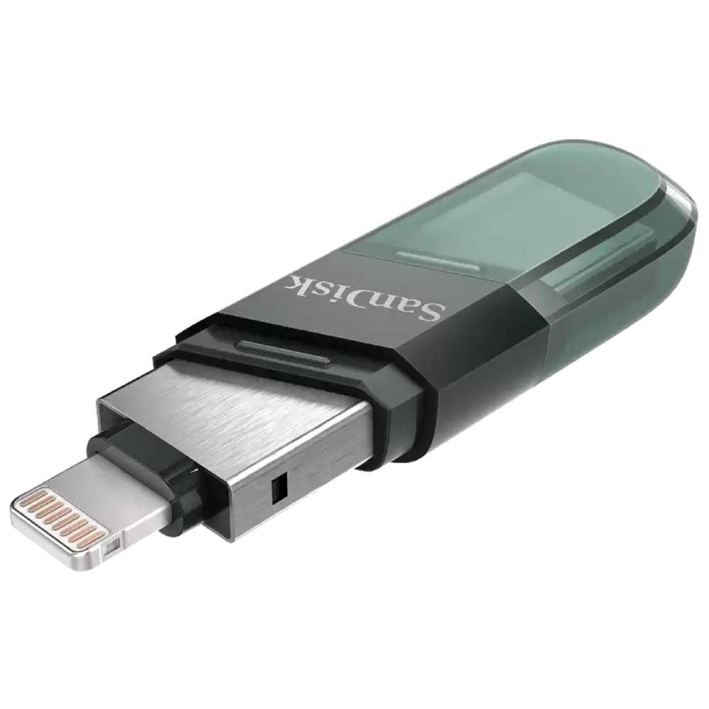 USB ფლეშ მეხსიერება SanDisk SDIX90N-128G-GN6NE, 128GB, Type A Lightning, Black/Green