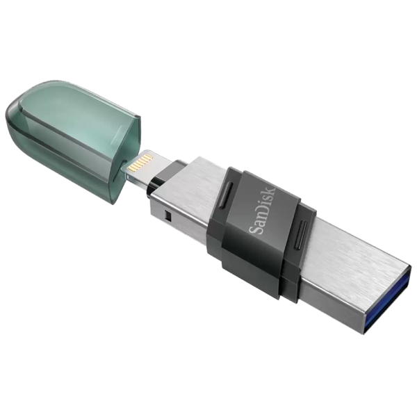 USB ფლეშ მეხსიერება SanDisk SDIX90N-128G-GN6NE, 128GB, Type A Lightning, Black/Green